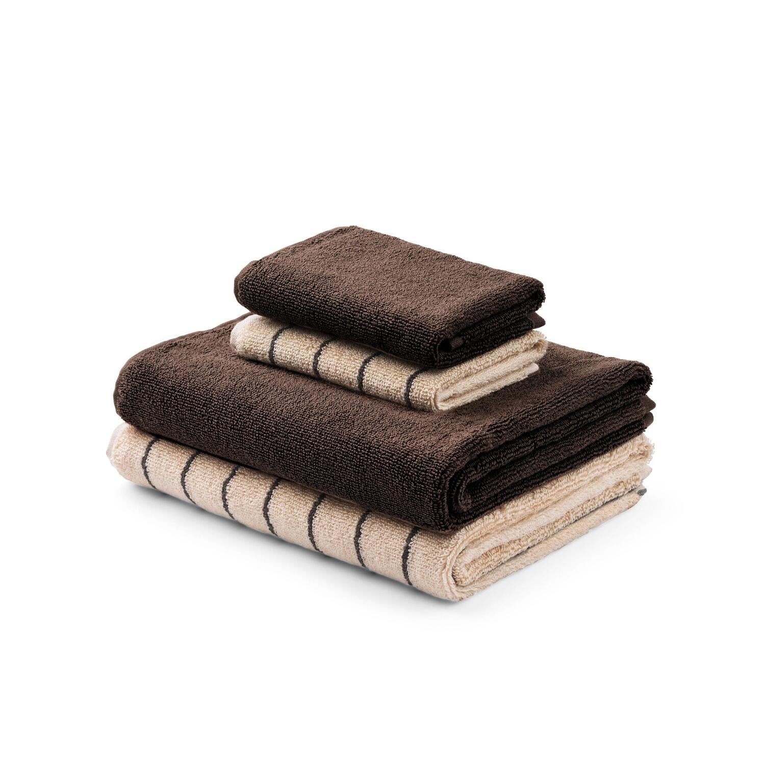 4 stk håndklæde sampak - Coffee/Creme & Ink